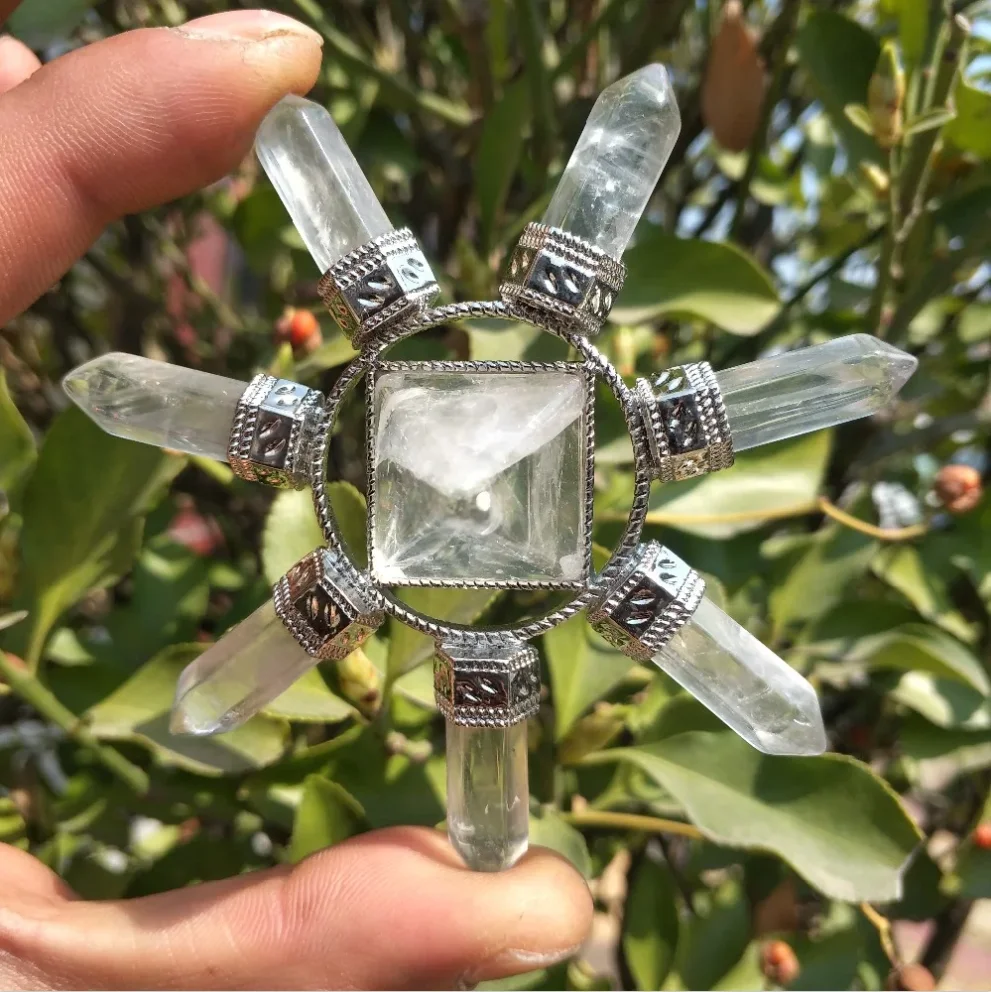 برج طاقة كريستال شفاف أبيض طبيعي جميل ، شفاء ريكي #1