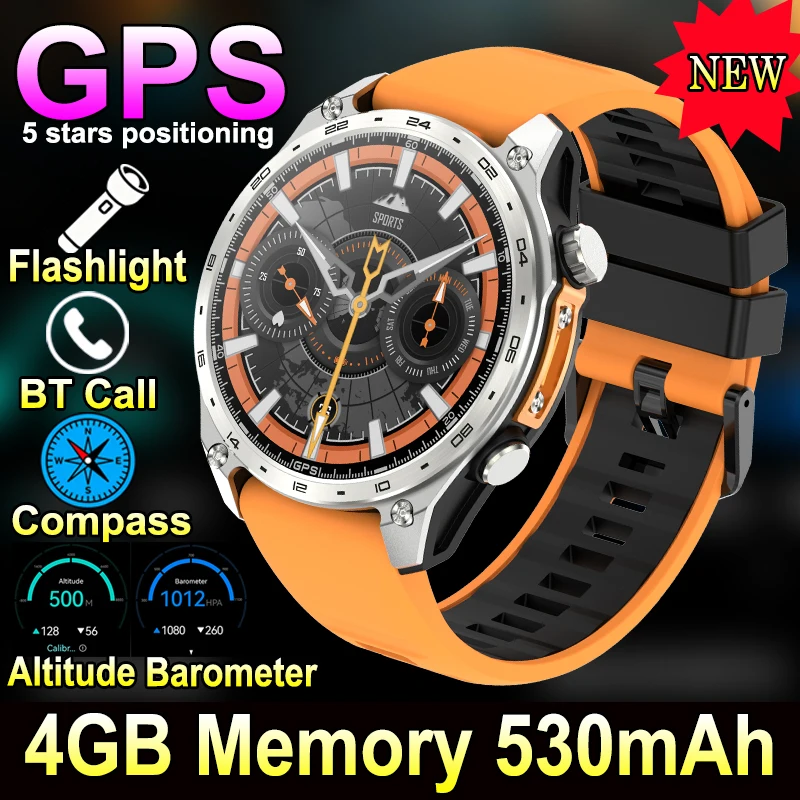 

New GPS Smart Watch 5 Stars Precision Positioning Men Women Outdoor Sports Watches 4GB Large Memory AMOLED Flashlight Smartwatch