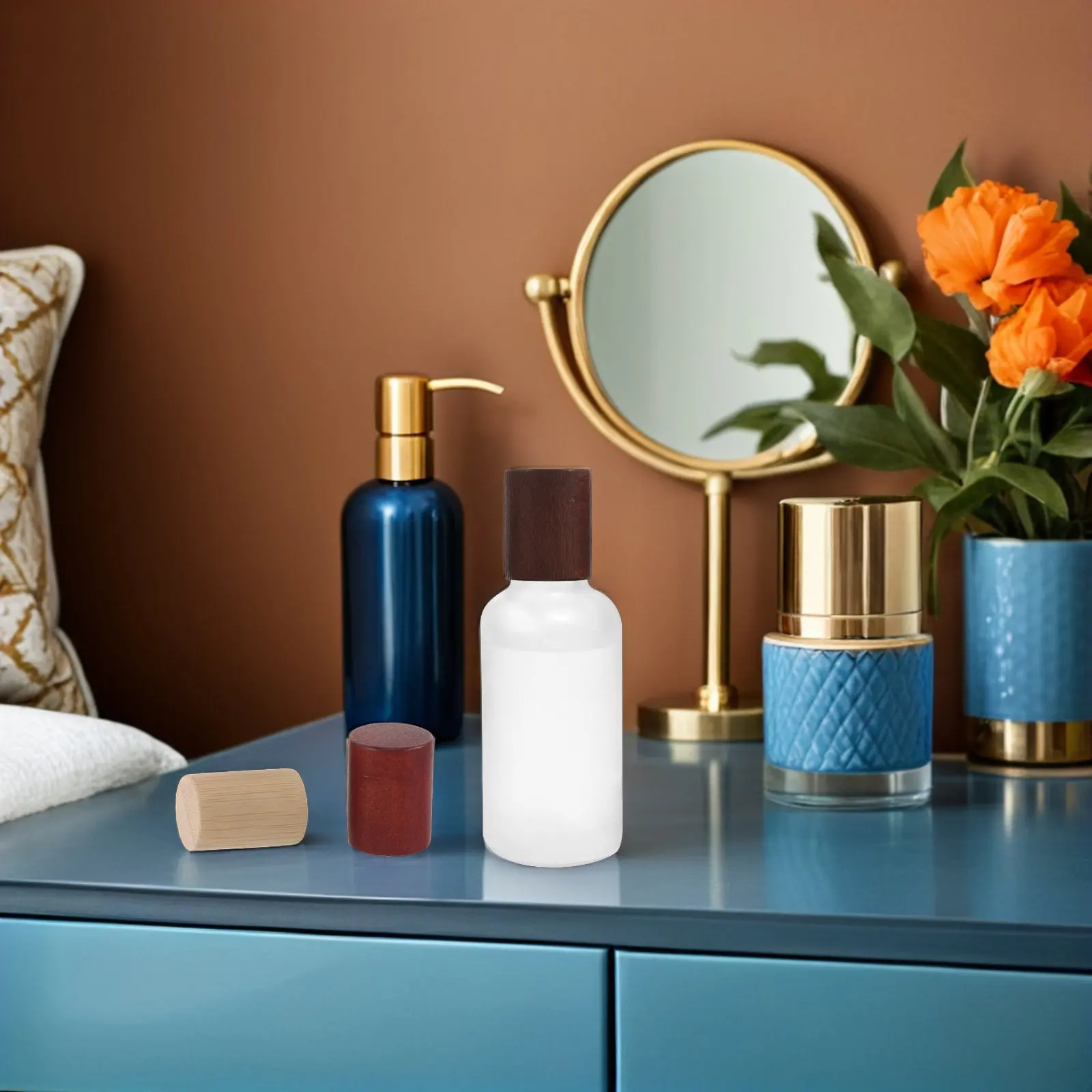 10Pcs Wooden Fragrance Cap Replacement Smooth Handcrafted Bamboo Perfume Bottle Lid Spray Bottle Cover for Essential Oil