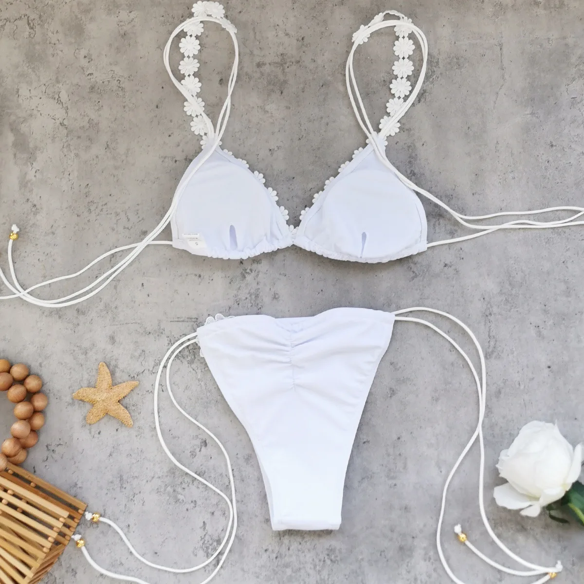 Balsycheng cor sólida biquíni de três pontos 2025 novo maiô dividido feminino cinta sexy biquíni sem costas