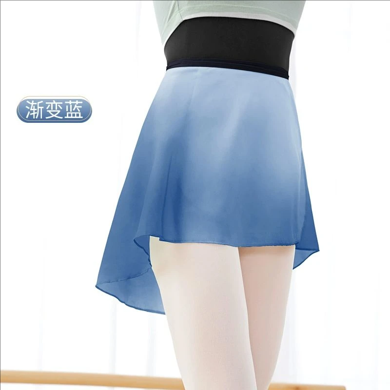 Nova saia de balé feminina meninas mini chiffon ballet envoltório saia dancewear prática gradiente ginástica dança saia gravata aberta saias