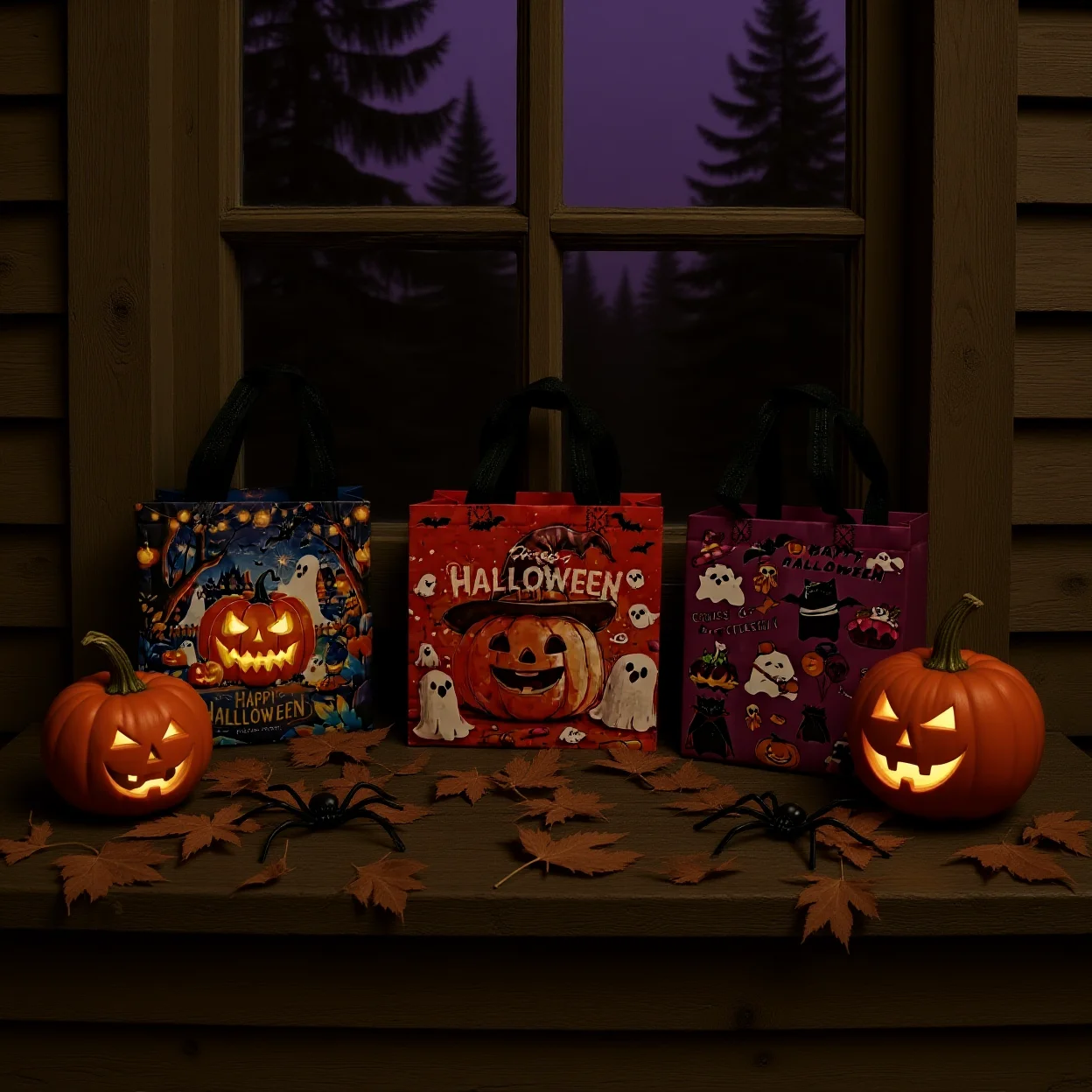 Sac à main non tissé léger imprimé, sac fourre-tout d'Halloween, sac cadeau imprimé pour transporter des effets personnels
