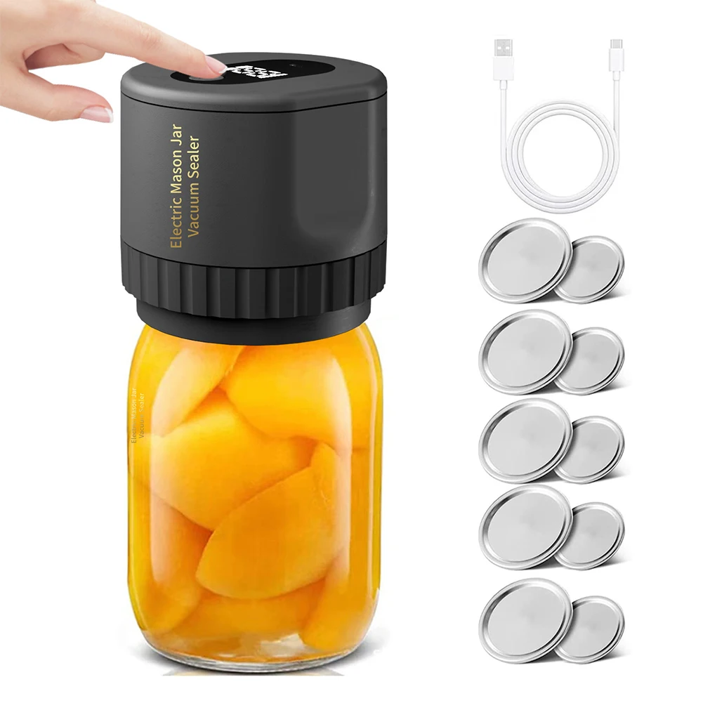 Mason Jar Vacuum Sealer Jar Vacuum Sealer Kit Cordless Vacuum Sealing Machine Electric Automatic for Wide Mouth Jars