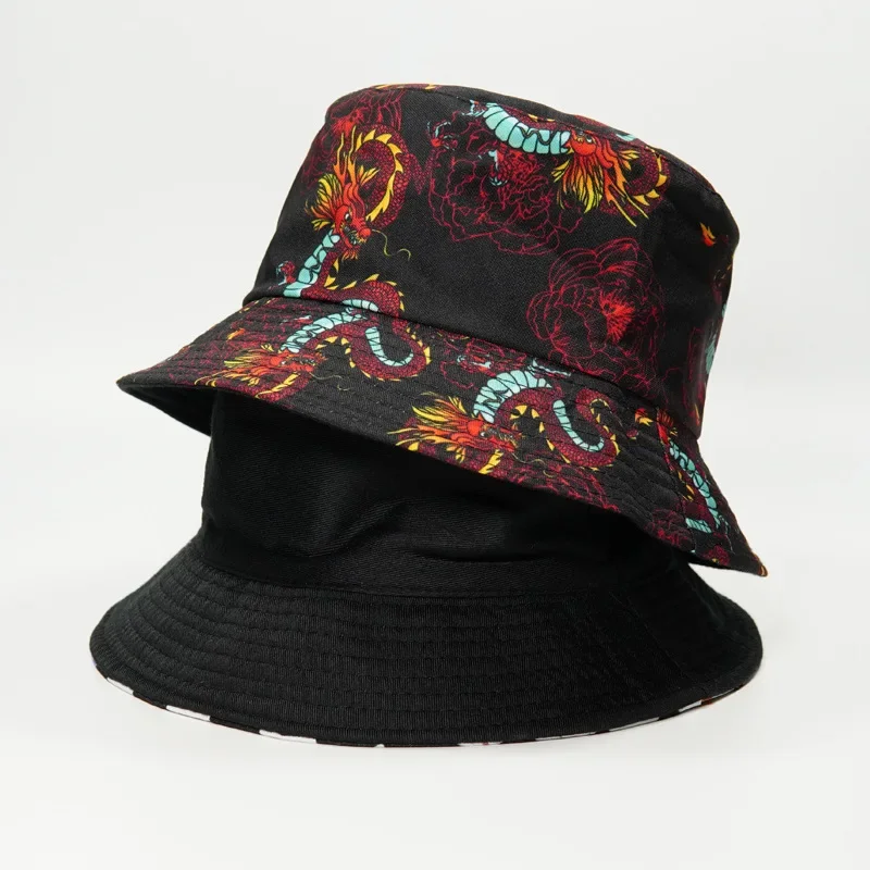 Cotton Four Seasons Snake Pattern Bucket Hat Fisherman Hat Outdoor Travel Cap for Men and Women 87