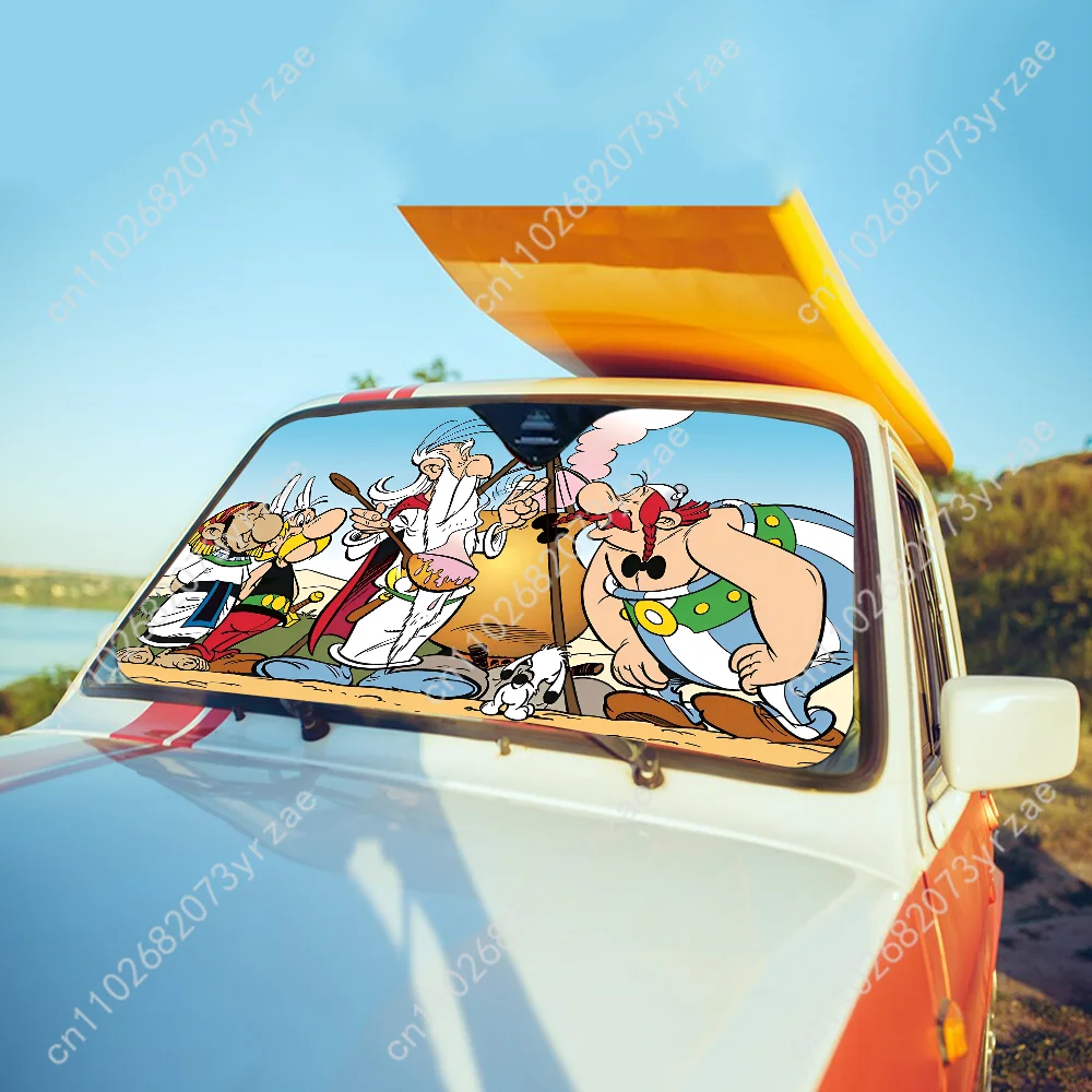 

Asterix Obelix Car Sun Shade Good Heat Insulation Effect Windshield Sunshade Portable Waterproof Easy Clean Car Accessory