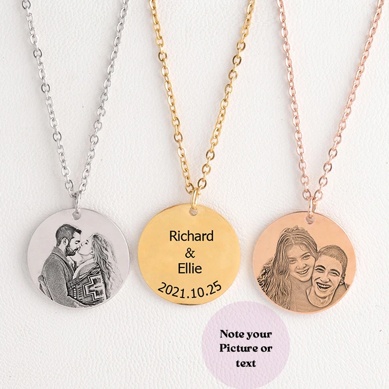 Custom Necklace Name Photo Engraved Wedding guest Gifts birdesmaid Photo necklace gifts with Engraving Pendant Memorial Gifts