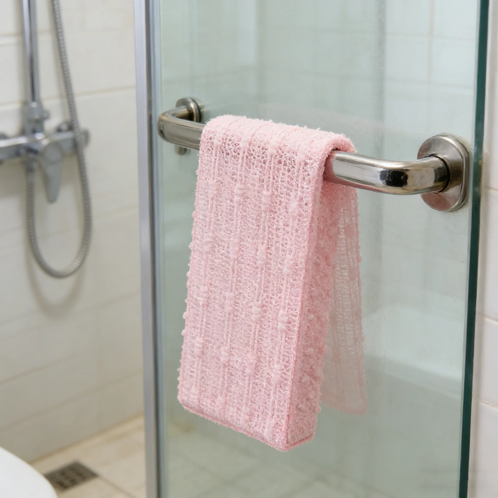 

Exfoliating Bath Towel for Shower Soft Jacquard Pink 35x12 Inch Long Strip Back Scrubber Quick Dry Japanese Body Scrub Cloth