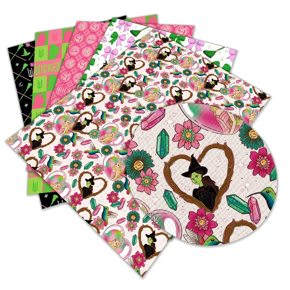 30*22 سنتيمتر غليندا الشريرة و Elphaba مطبوعة نمط الجلود الاصطناعية الصليب Vinly DIY بها بنفسك الشعر القوس مجوهرات القرط الحرفية صنع