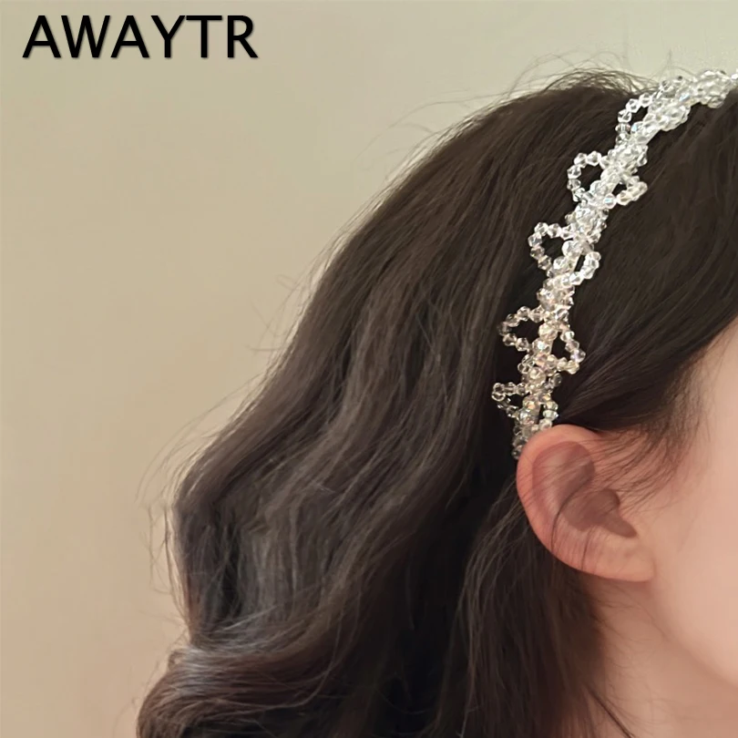 

AWAYTR корейская мода обруч для волос со стразами элегантная повязка на голову Банкетный обруч для волос подходит для женщин мытье лица головной убор