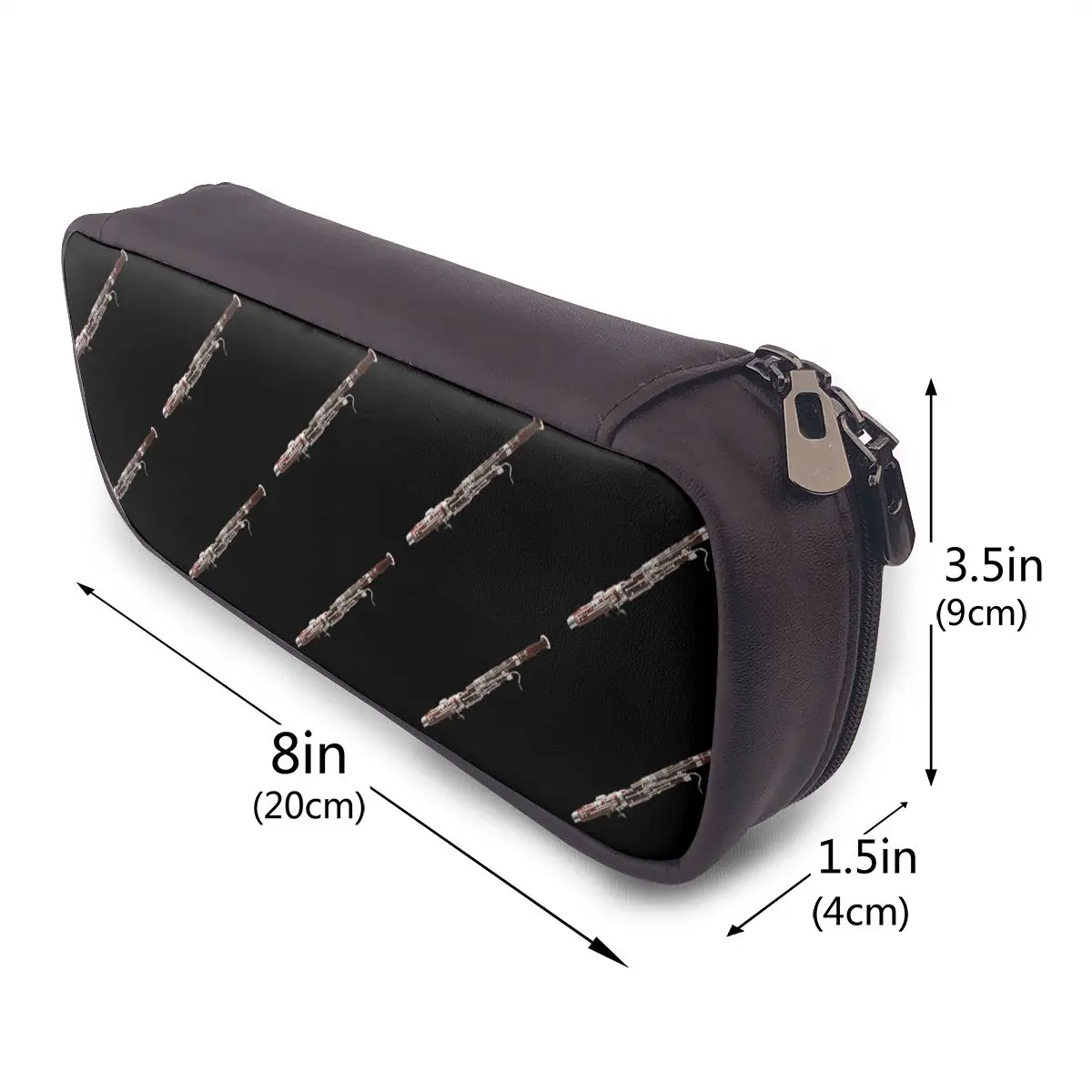 Bassoon Instrument Black Socks Leather Pencil Case for Students Gifts Pen Box Pencil Bag Stationery Supplies Pen Holder Bag