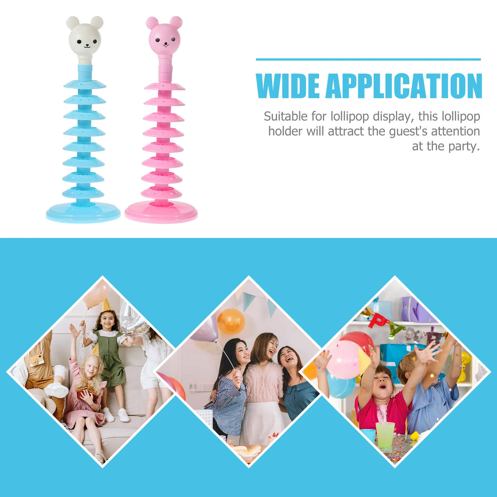 

2pcs PP Material 8 Layers Bear Head Lollipop Display Stand Holder Sticks Storage Reusable Party Decorative