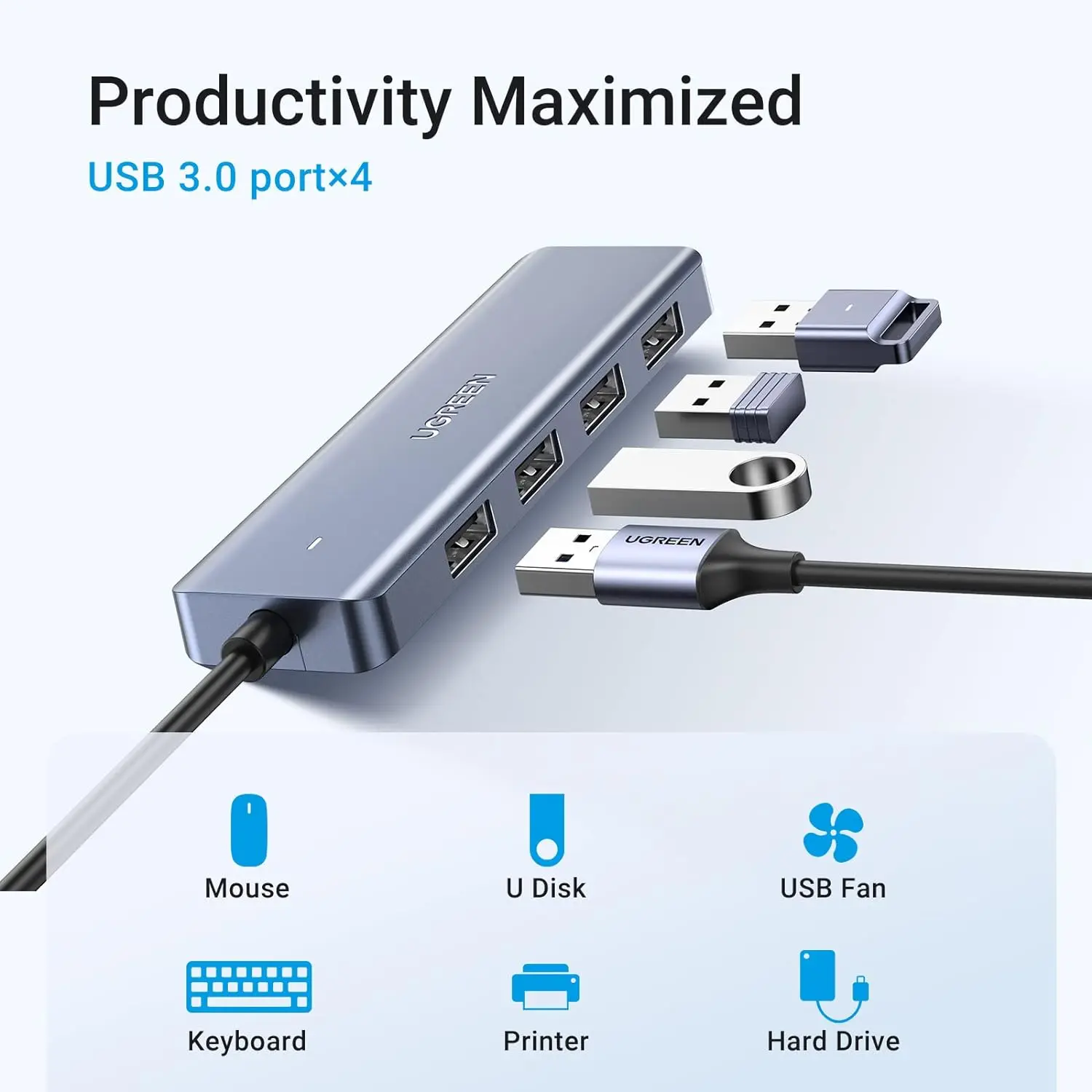 UGREEN USB C Hub Divisor alimentado de 4 puertos para computadora portátil