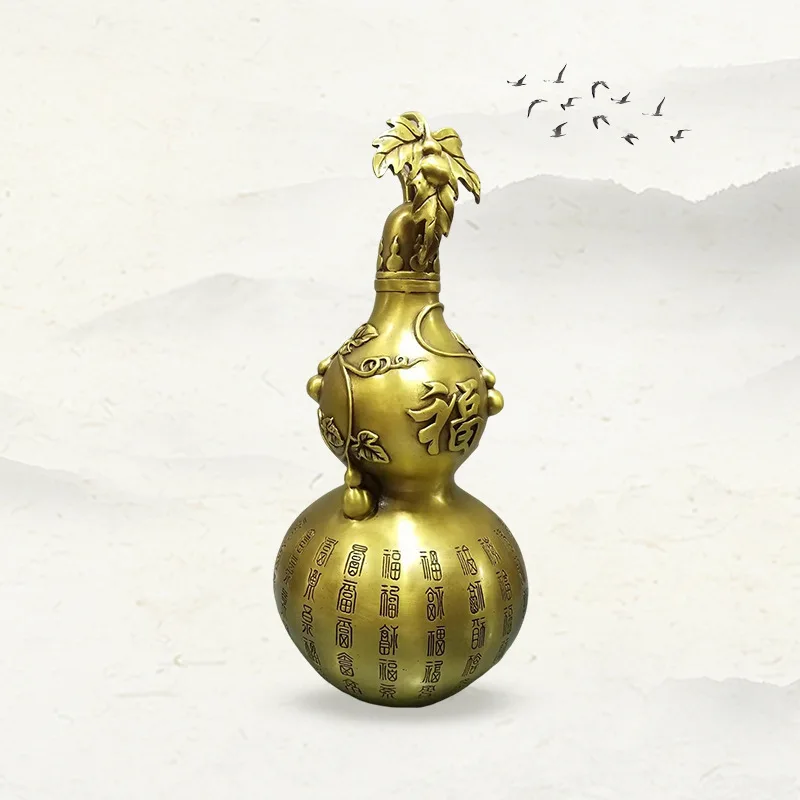 All-Copper Wanfu Ornament, Pure Bronze Leaves And The Character 