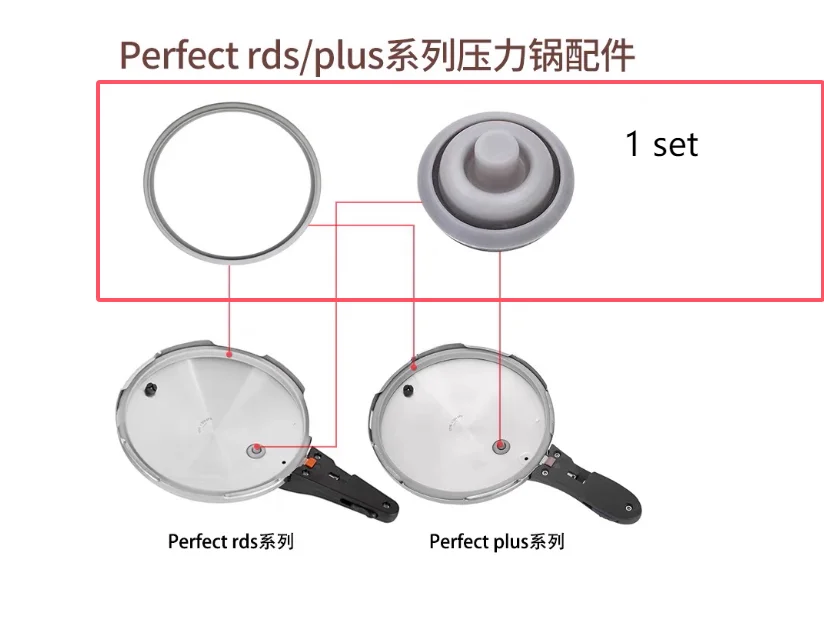 1 Satz deutsches WMF-Schnellkochtopfzubehör für Fissler-Schnellkochtopf, Silikondeckel und Silikonring, 22 cm