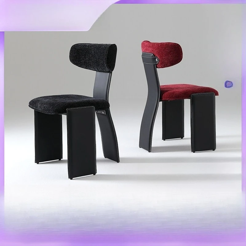 Dining chair Italian saddle leather cloth combined with home island table chair Internet celebrity high-end desk chair