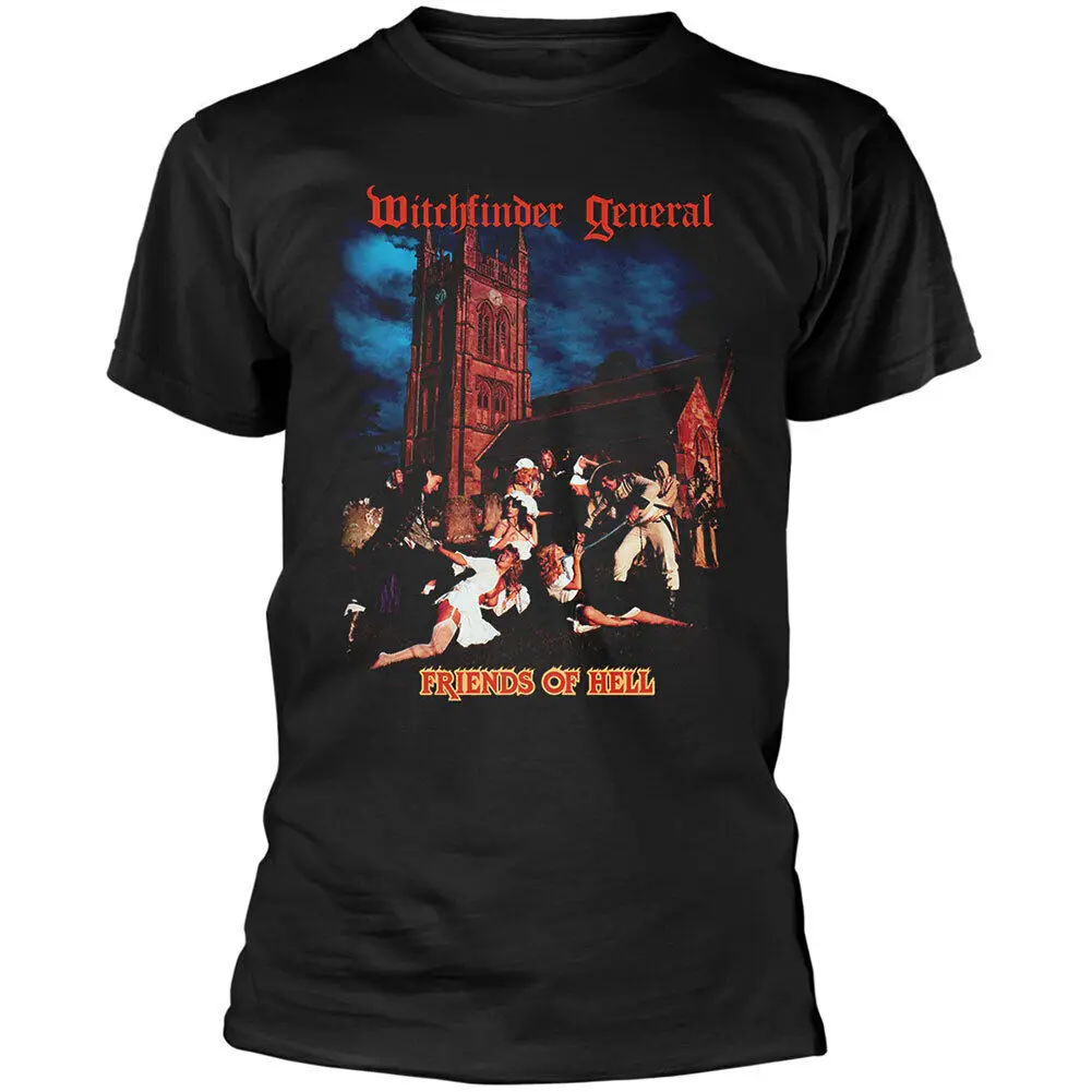 

Мужская футболка Witchfinder General Band с надписью «Friends Of Hell», маленькая черная