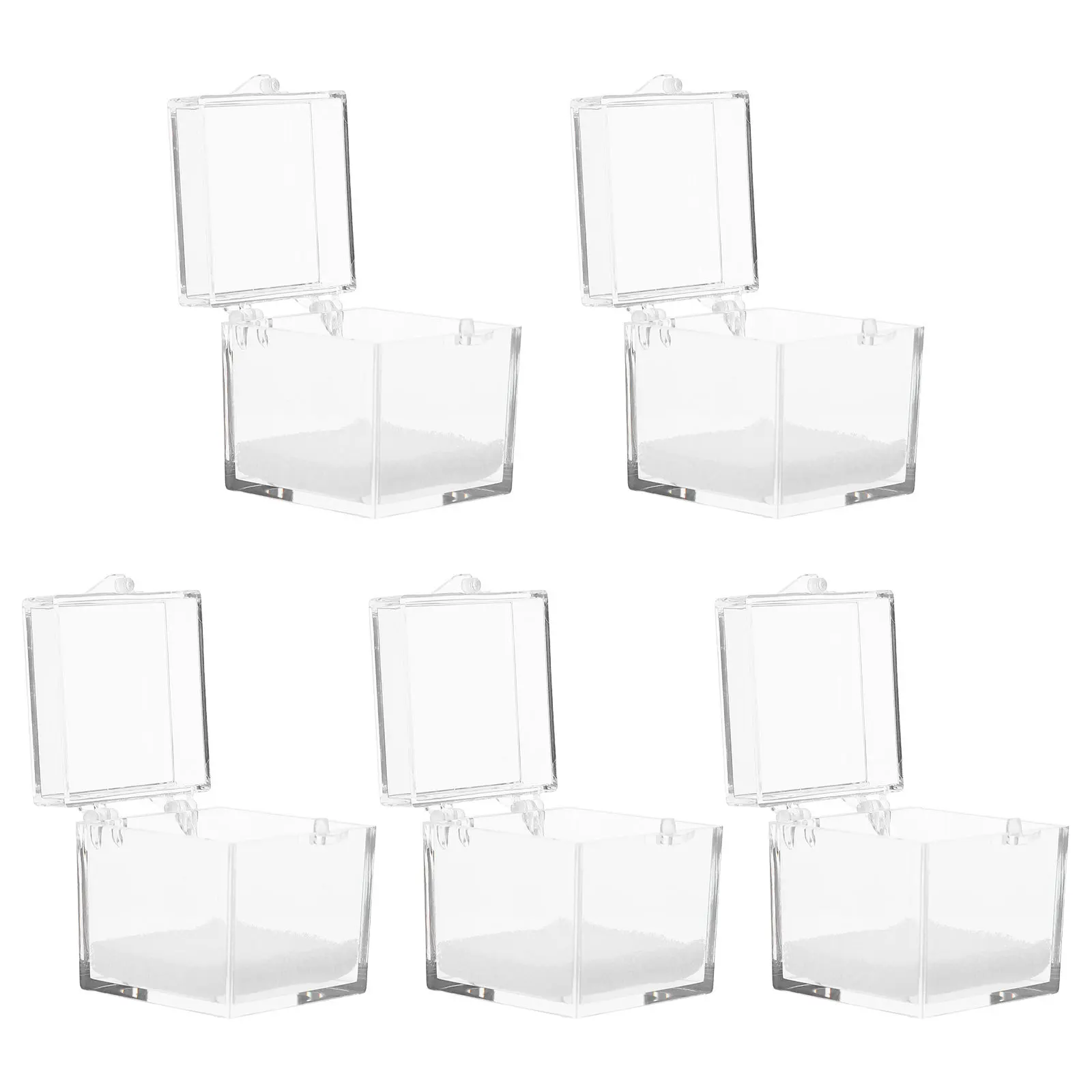 

5pcs Mineral Specimen Box Transparent Display Case For Crystals Clear Rock Collection Storage - Small Specimen Container For