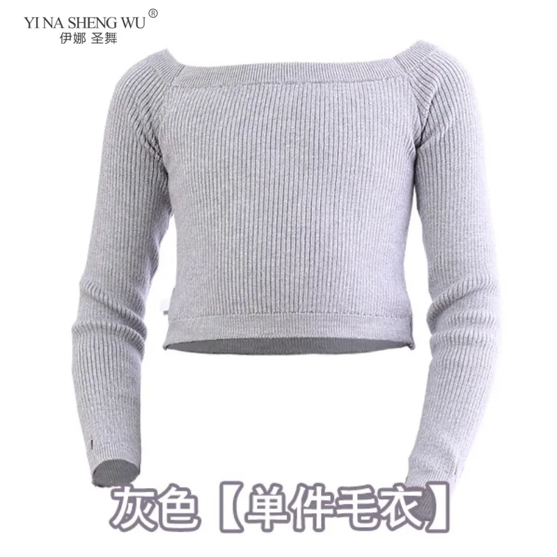 Costumes de spectacle de danse gris pour filles, haut de Ballet, vêtements d'entraînement de gymnastique, châle tricoté, pull chaud d'extérieur
