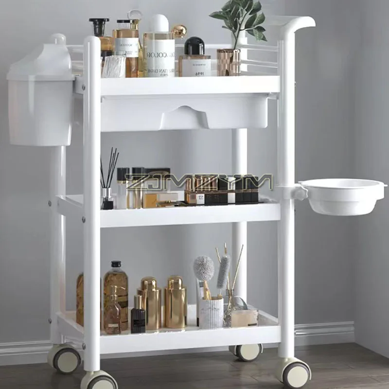 Portable Cosmetics Trolley Aesthetic Organizer Cart with Wheels for Beauty Rooms and Estheticians Mobile Beauty Storage Stand