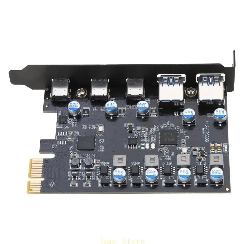 

LX0B 5-порт PCI-E TO USB3.0 Type-A Тип C Computer Card Card PCIe USB-адаптер