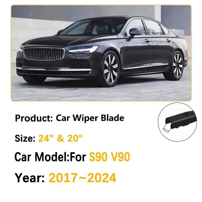 For VOLVO S90 V90 T4 T5 T6 T8 D3 D4 2017~2024 Front Wiper Blades Window Windshield Windscreen Cleaning Brushes Car Accessories