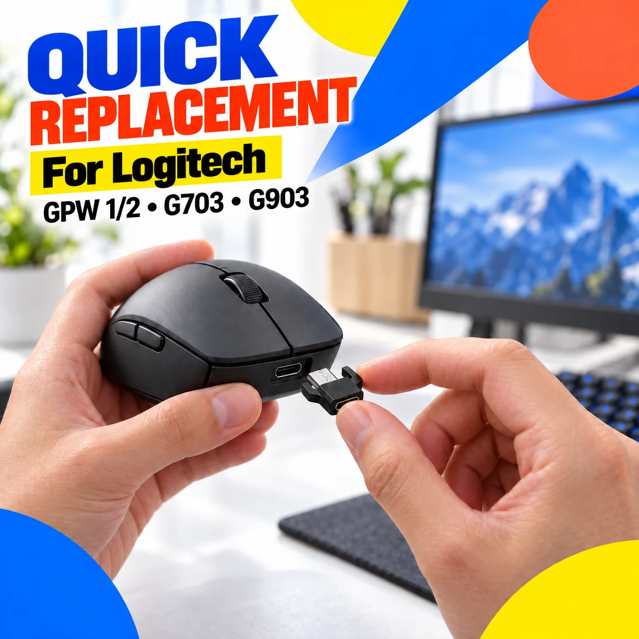 Type C Adapter For Logitech G Pro Wireless / GPW GPX Superlight/G703/G903 Mouse Charging Converter Micro USB to USB C Connecto