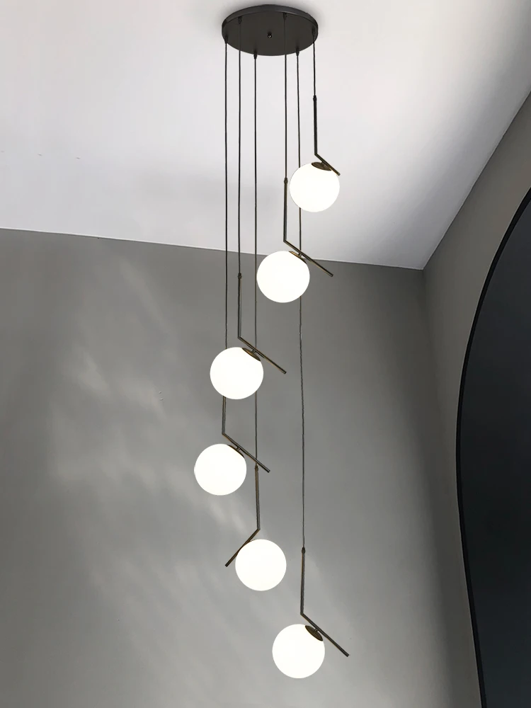 G9Nordic Designer Living Room Pendant Lamp Milk White Spherical Minimalist Apartment Kitchen Pendant Lamp Staircase Chandeliers