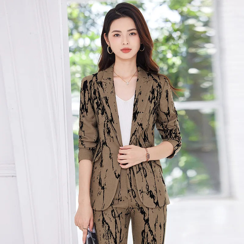 

High-end Suit Jacket for Women, Spring and Autumn Style, Elegant Goddess Look, Professional Formal Wear, Fashionable Printed Com