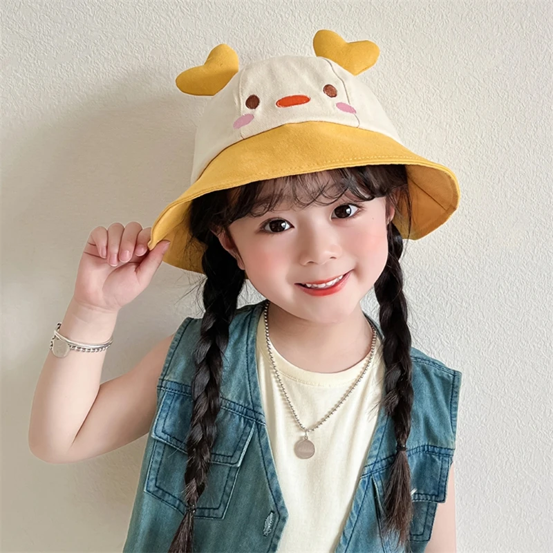 Summer Cotton Kids Sun Hat Children Outdoor Rabbit Ear Beach Caps Boy Girl Panama Hat Unisex Beach Bucket Hats Bunny Hat 3-8Y