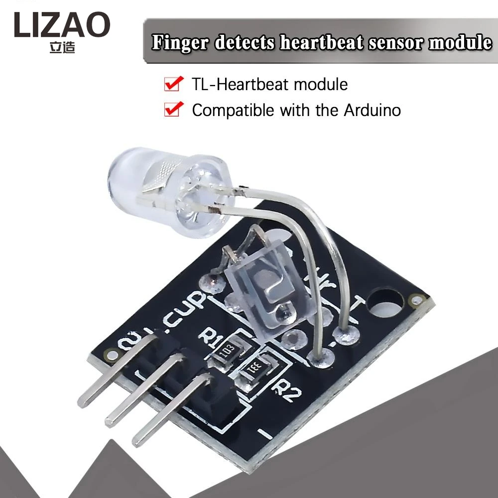 LIZAO Finger Heartbeat Sensor Module TL-Heartbeat Pulse Detection Module Compatible with Arduino
