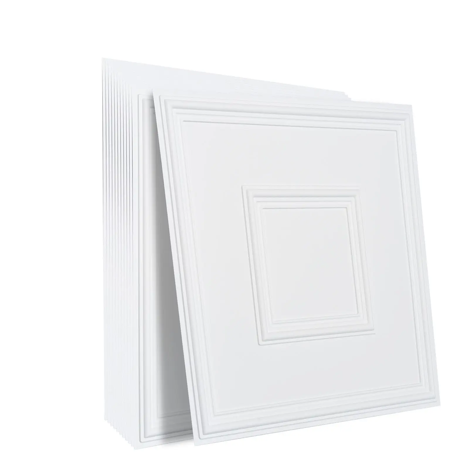 Ceiling Tiles, 12-Pack 24 x 24 in, Drop Ceiling Tiles Premium PVC Sheet, Easy Installation/ Cutting Plastic Glue-up Ceiling Tile
