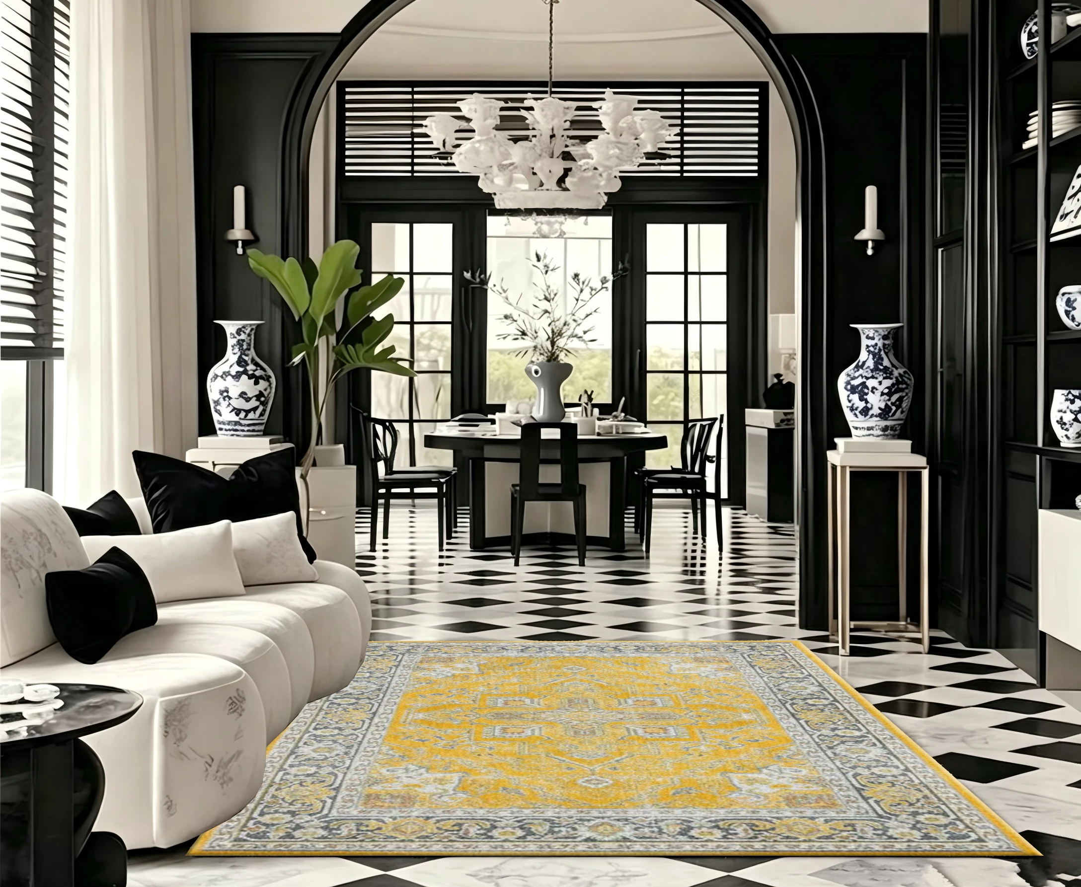 Vintage Oriental Medallion Area Rug Traditional Floral Carpet Soft Indoor Floor Mat Home Decor for Living Room Bedroom