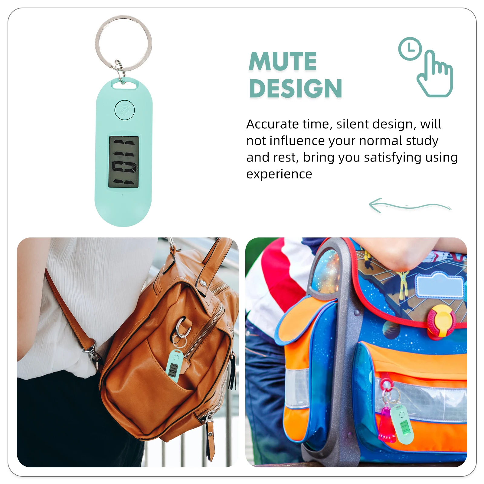 

Digital Plastic Student Kids Silent Exam Portable Clock Black Lightweight Compact Time Telling Accessory Keychain Hanging