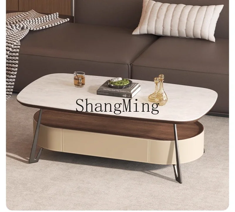 

ZYYnew minimalist coffee table living room home light luxury high-end rock slab small new coffee table