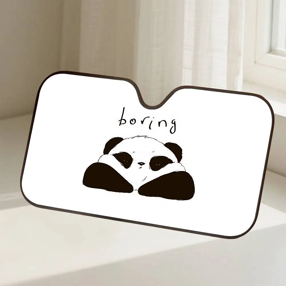 Niedliches Panda-Muster, Auto-Sonnenschutz, Windschutzscheibe, Frontscheibe, 70 x 130 cm, Sonnenblende, Sonnenschutz, kariert, Geschenk, Neuheit, Auto