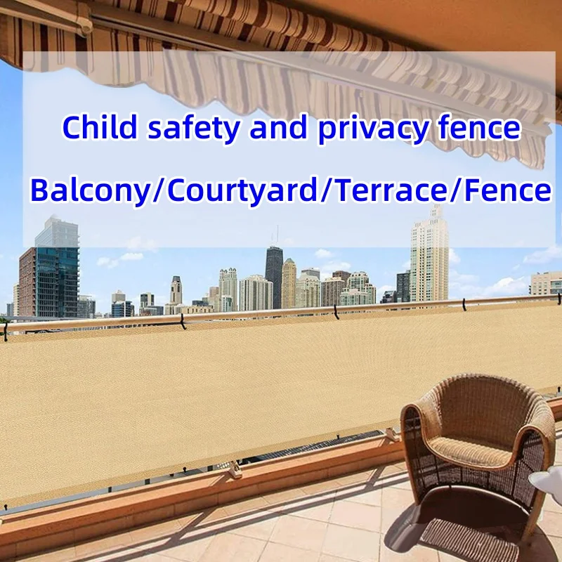 Waterproof Sunshade 0.9m Wide Customizable Length Balcony Fence Outdoor Privacy Blocking Screen