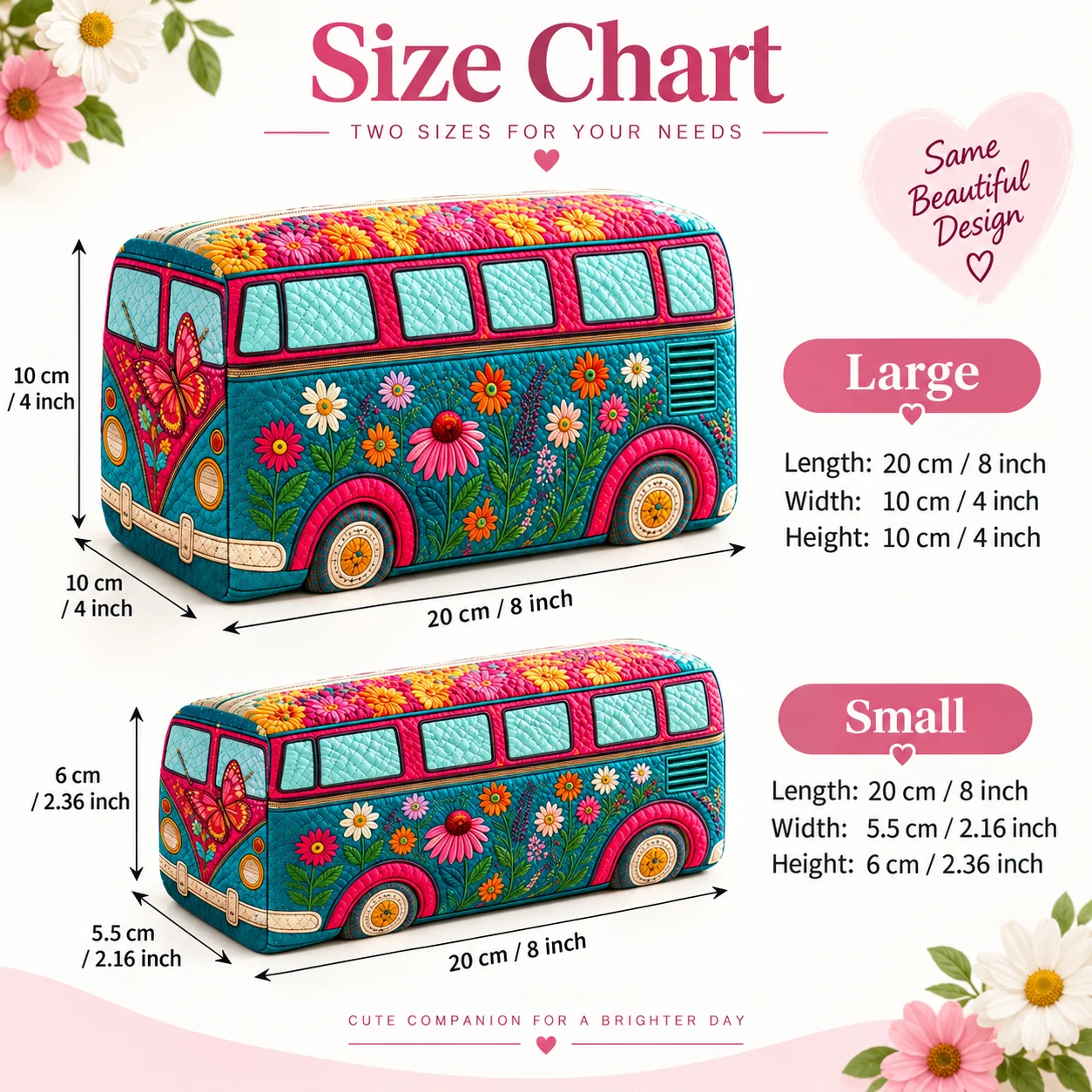 Retro Bus Print Cosmetic Bag Colorful Butterfly Zipper Pouch Travel Toiletry Organizer Pencil Case Makeup Storage Bag Women