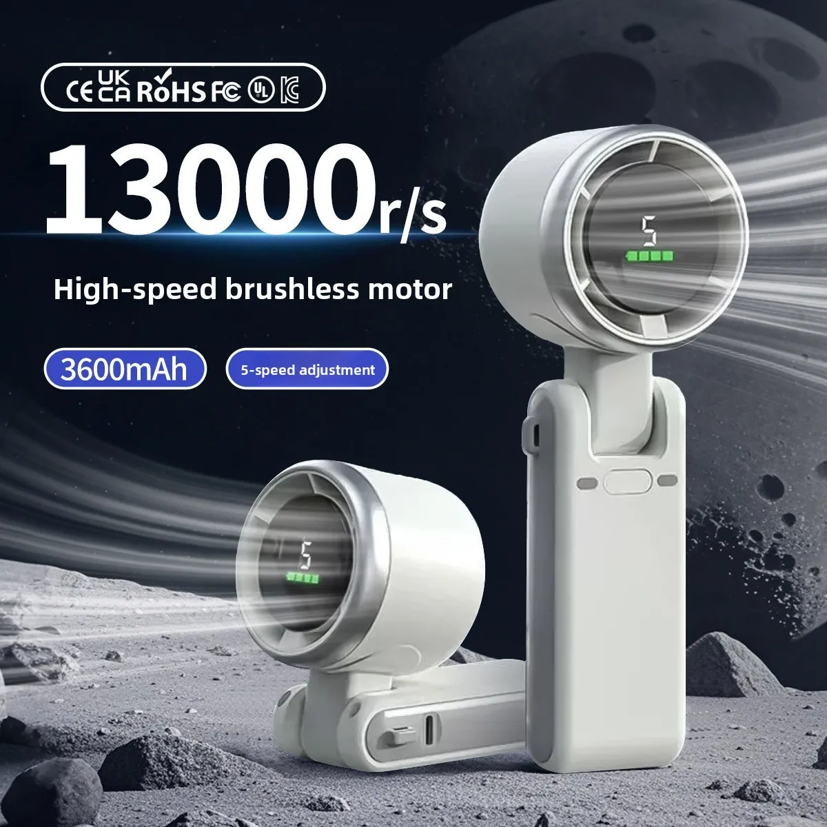 Foldable 2‑in‑1 Neck‑Hang & Handheld Fan, USB Rechargeable with Digital Display, Compact Portable Fan for Outdoor Use