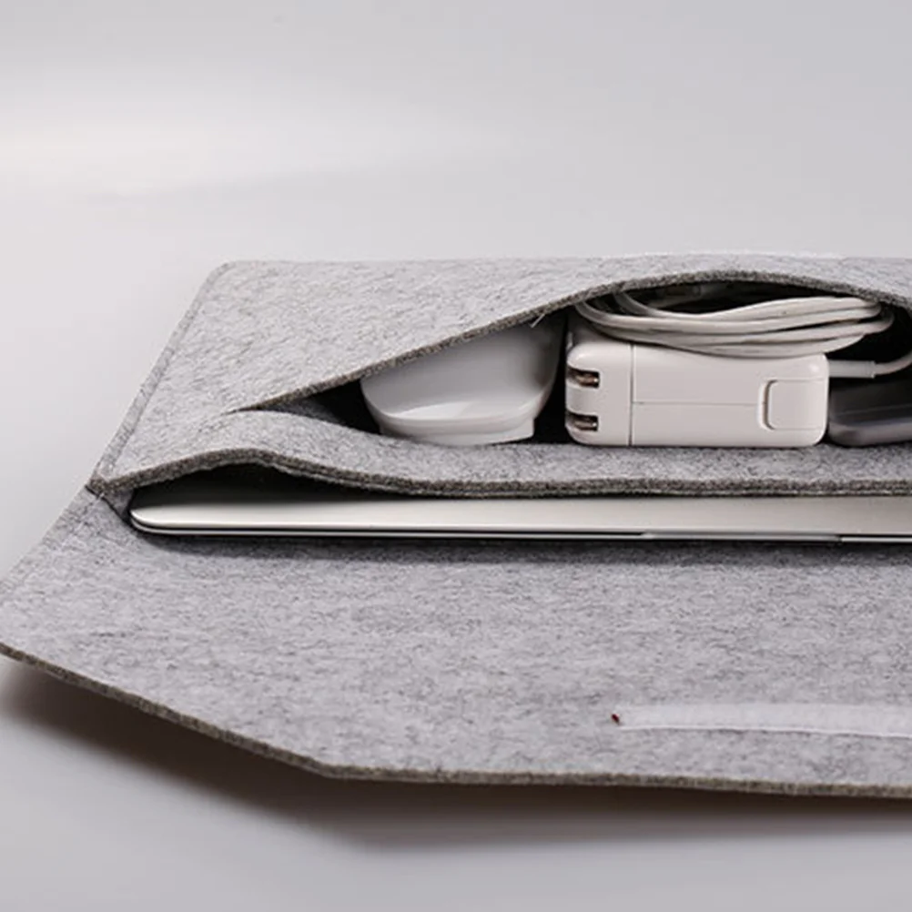 

Laptop Bag Felt Material Soft Lining Anti-Slip Shock-Resistant 11.6inch Light Grey Portable Computer Pouch Laptop Bag