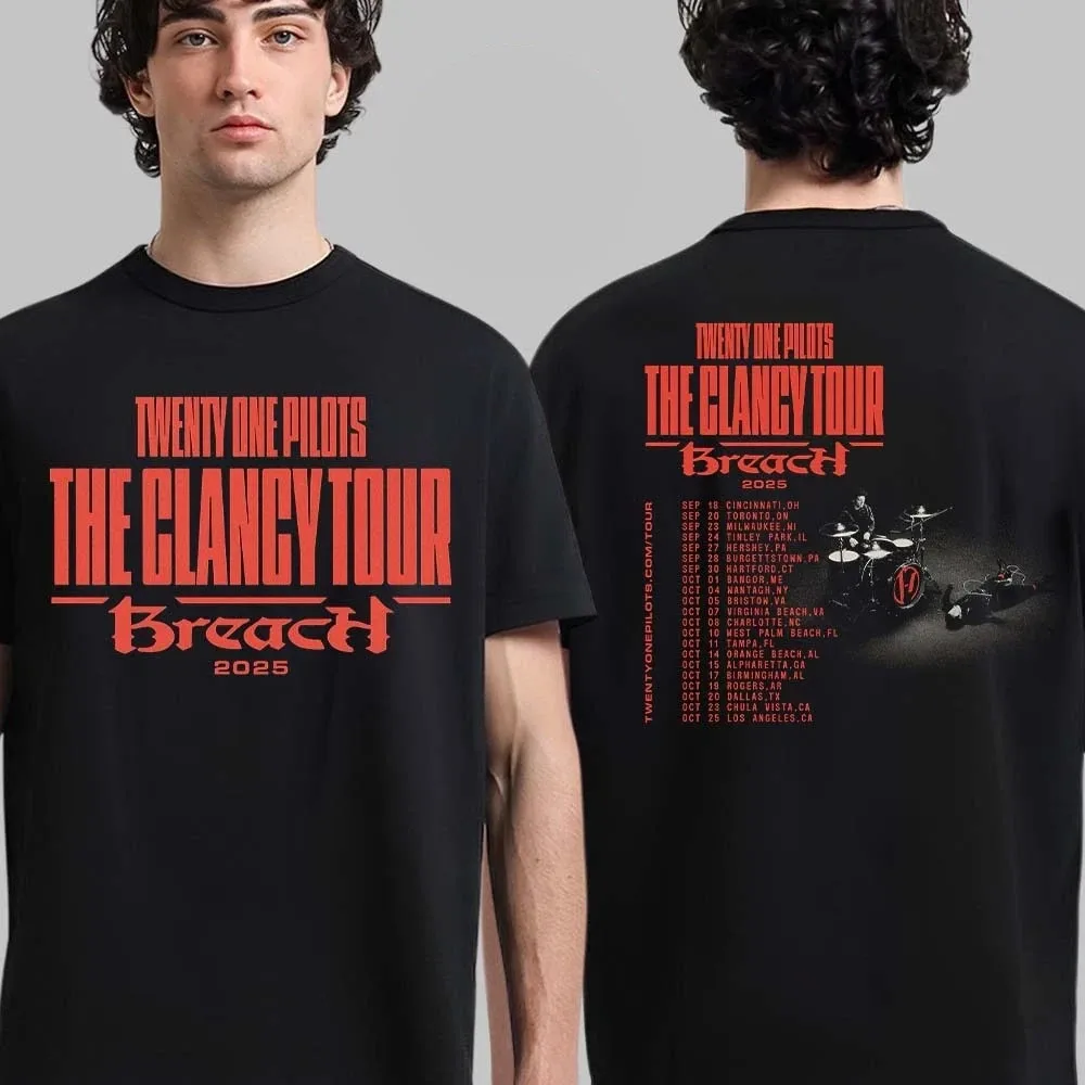 

Twenty One Pilots The Clancy Tour Breach 2025 Tour Dates Unisex 100% Cotton T-Shirt