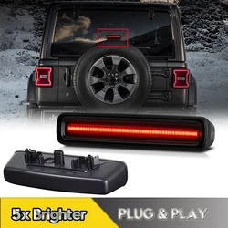 1Pcs LED Rear 3rd Third Brake Cargo Lights Car High Mount Stop Lamps For Jeep Wrangler JL 2018-2024 Smoked Red Car Accessories