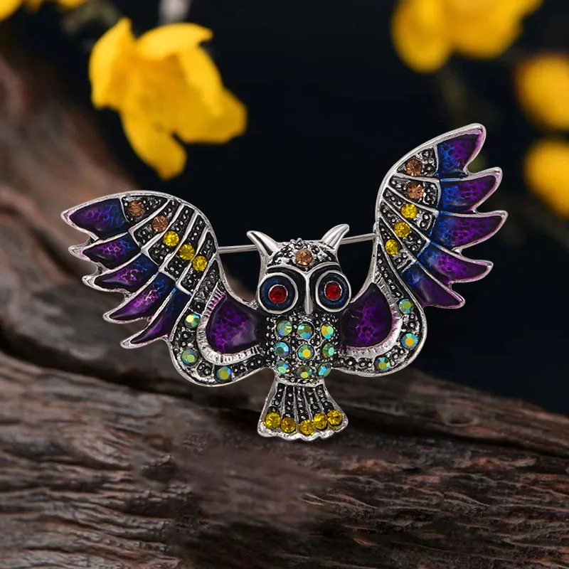 Cross border vintage owl brooch, personalized animal brooch, men's and women's suit cardigan accessories batch - view 4