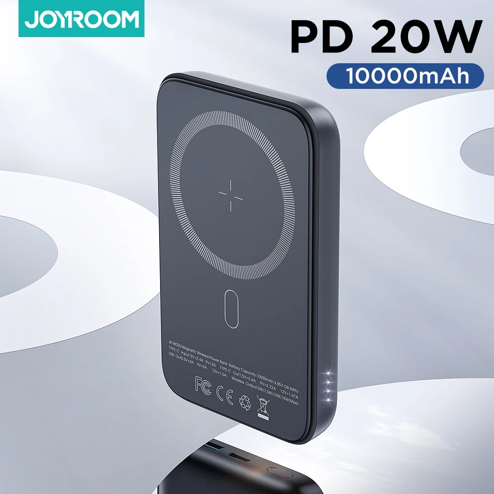 

Joyroom Power Bank 10000mAh Magnetic Wireless Charging Powerbank for iPhone 13 12 11 Pro Max External Battery Phone Charger