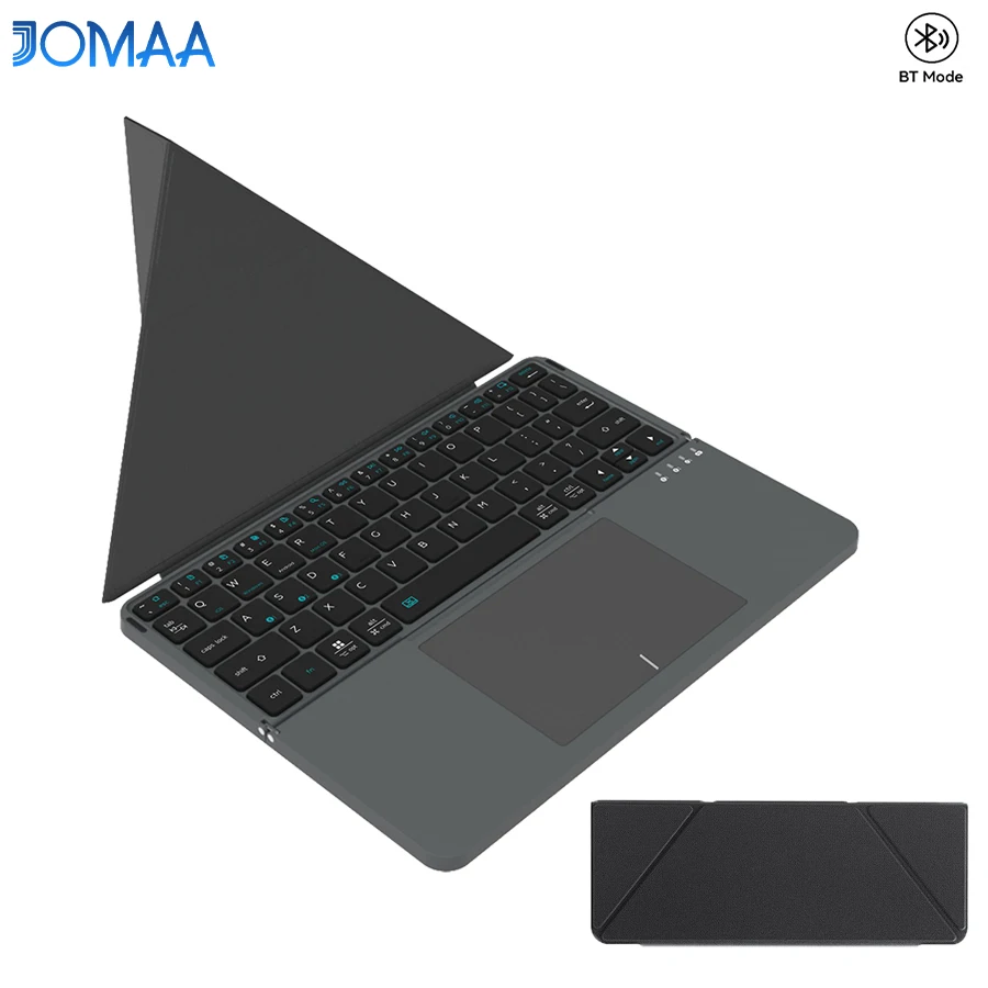 Jomaa Folding Wireless Keyboard with Touchpad Rechargeable Bluetooth Keyboard for ipad Tablet Phone