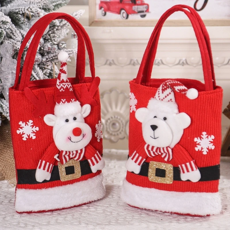 Felt Christmas Gift Bags Santa And Snowman Storage Bag For Holiday Treats Snowman Candy Pouches for Children