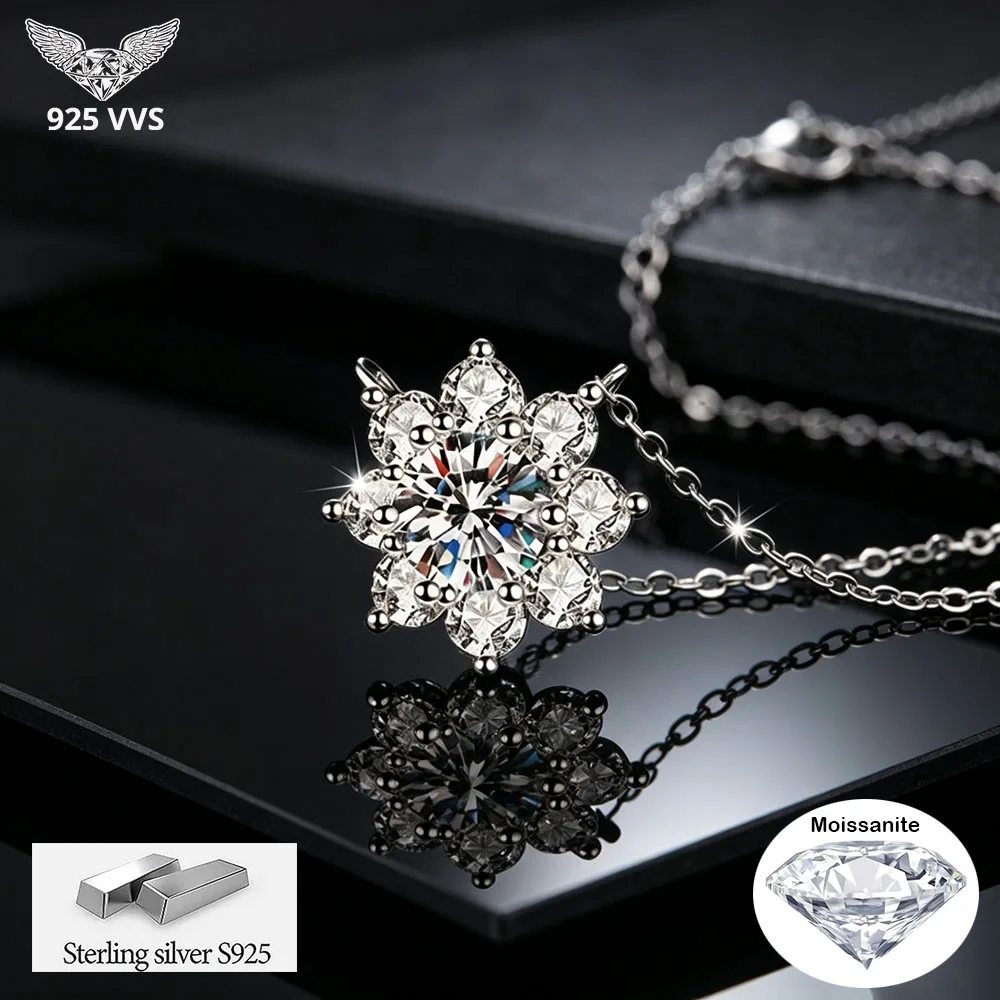 

S925 Sterling Silver Iced Out Sunflower Pendant Necklace Inlaid With VVS1 Moissanite Fine Hip Hop Style Party Gift For Men Women