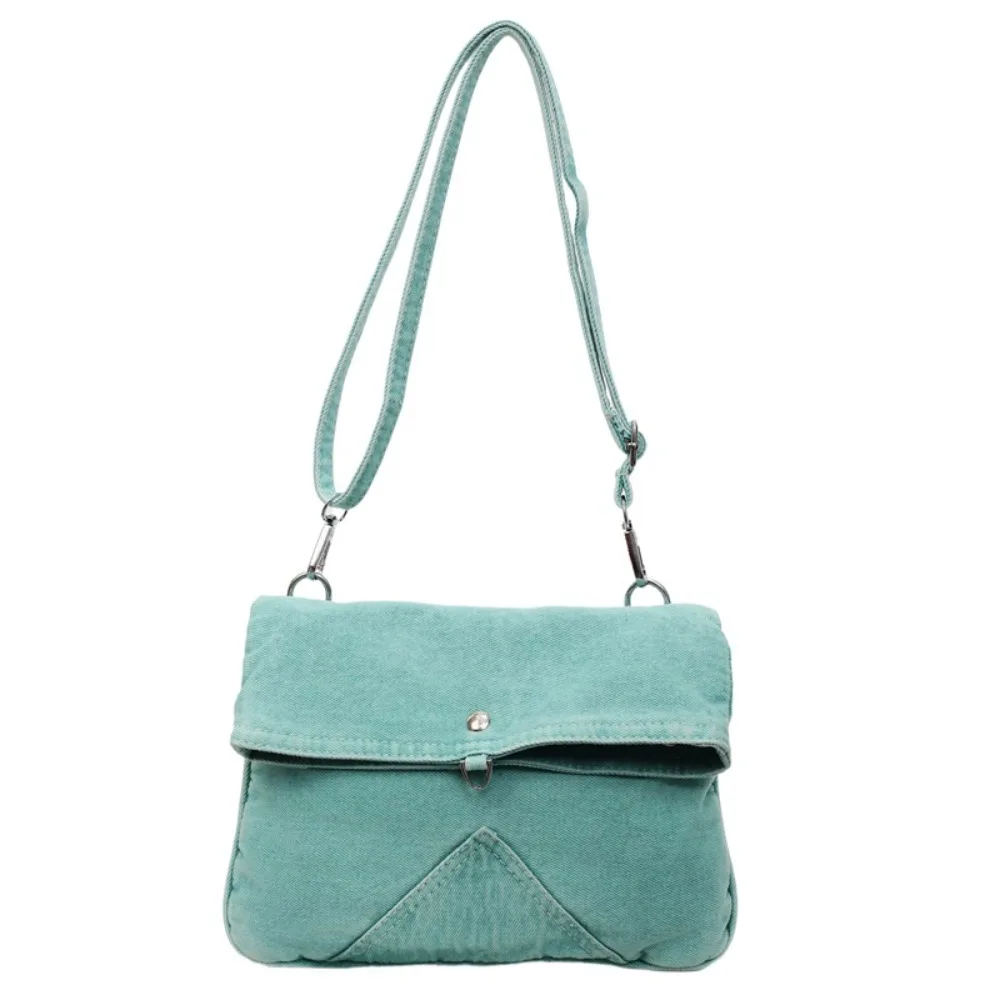 Y2K Washed Denim Canvas Bag Street Style Large Capacity Vintage Handbag Shopping Bag Messenger Bag Solid Crossbody Bag Girl