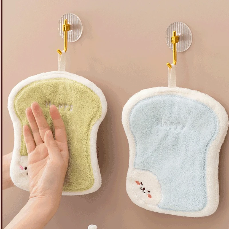 Cartoon Hanging Kitchen Hand Towel Wipes Thickened Hand Cloth To Absorb Water and Not Shed Hair in The Bathroom
