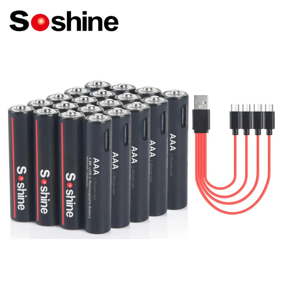 Soshine 1.5V 600mWh USB Li-ion Aaa Battery AAA Rechargeable Battery 3A 1.5Volt Lithium Batteries Toys Camera Flashlight  Clock