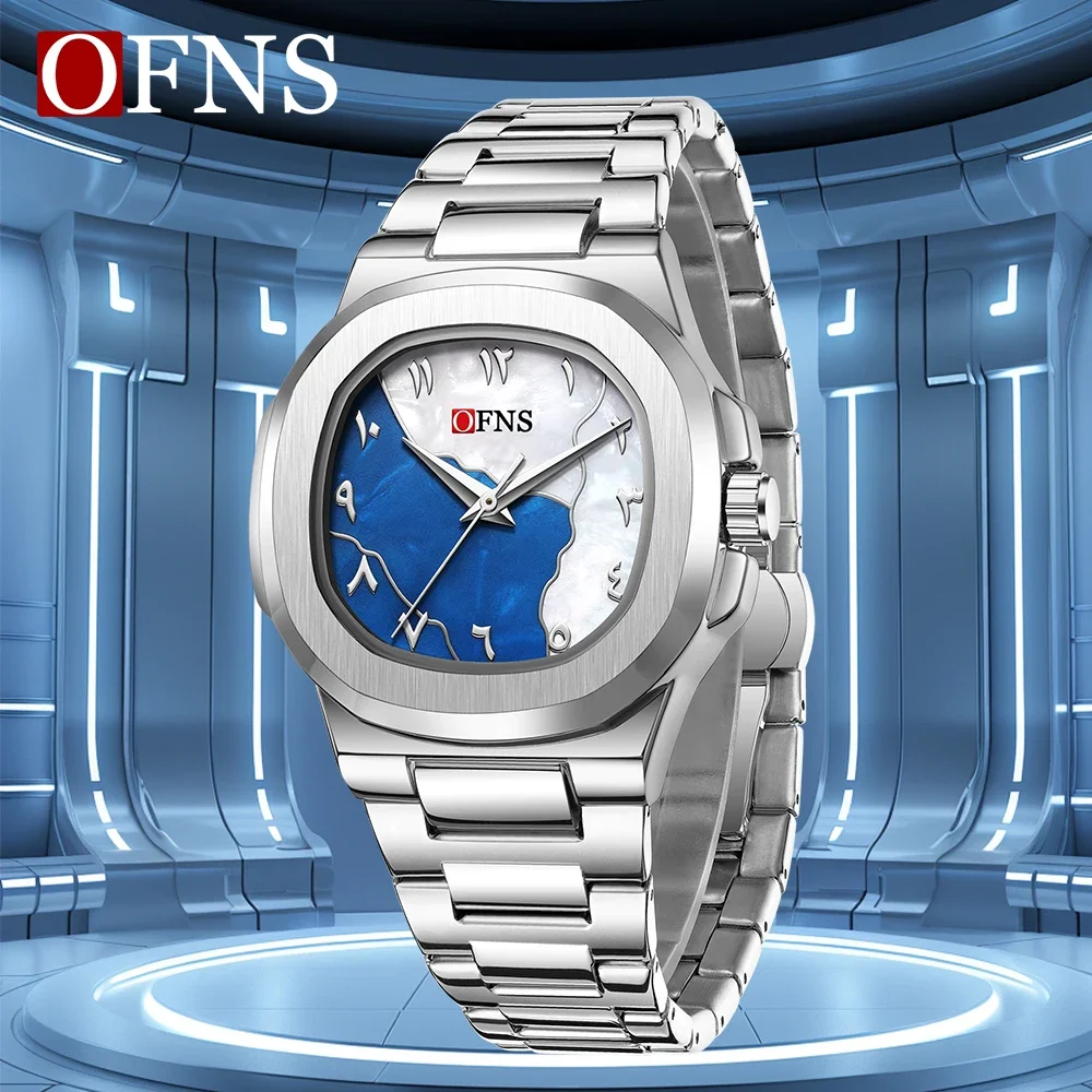 2026 OFNS1583 ساعة عصرية للرجال والنساء حافظة مبتكرة خفيفة الوزن 80 جرام تصميم مزدوج الطلب ساعة كوارتز عصرية-1